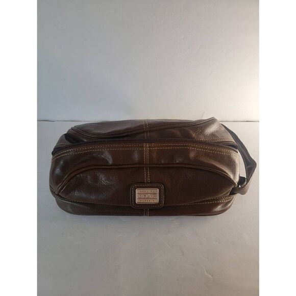 RELIC Shave Bag Toiletry Cosmetic Makeup Travel Pouch Organizer Leather Brown - Picture 1 of 6